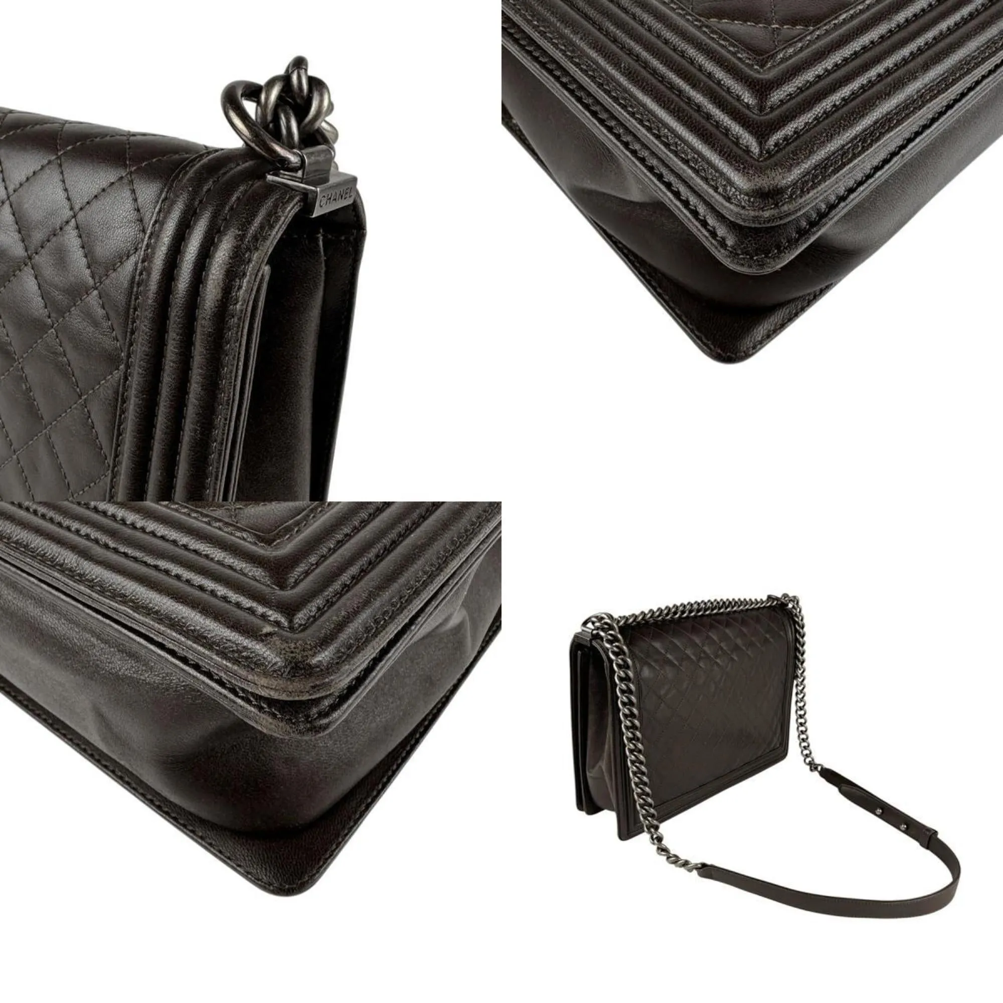 Chanel Leather Metal Shoulder Bag (Pre-Owned)