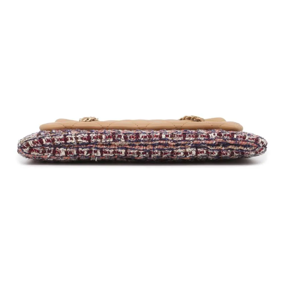 CHANEL Matelasse Chain ShoulderPouch Beige/Multicolor AP1074 Leather Tweed