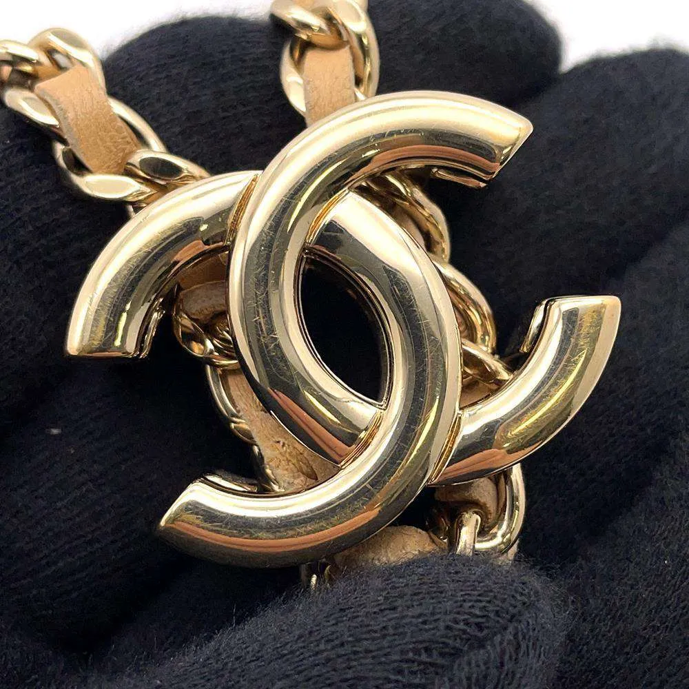 CHANEL Matelasse Chain ShoulderPouch Beige/Multicolor AP1074 Leather Tweed