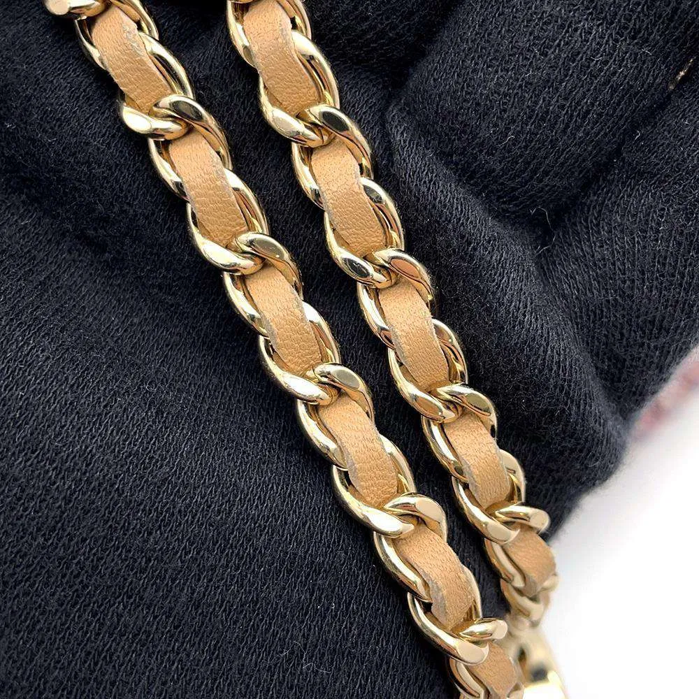 CHANEL Matelasse Chain ShoulderPouch Beige/Multicolor AP1074 Leather Tweed
