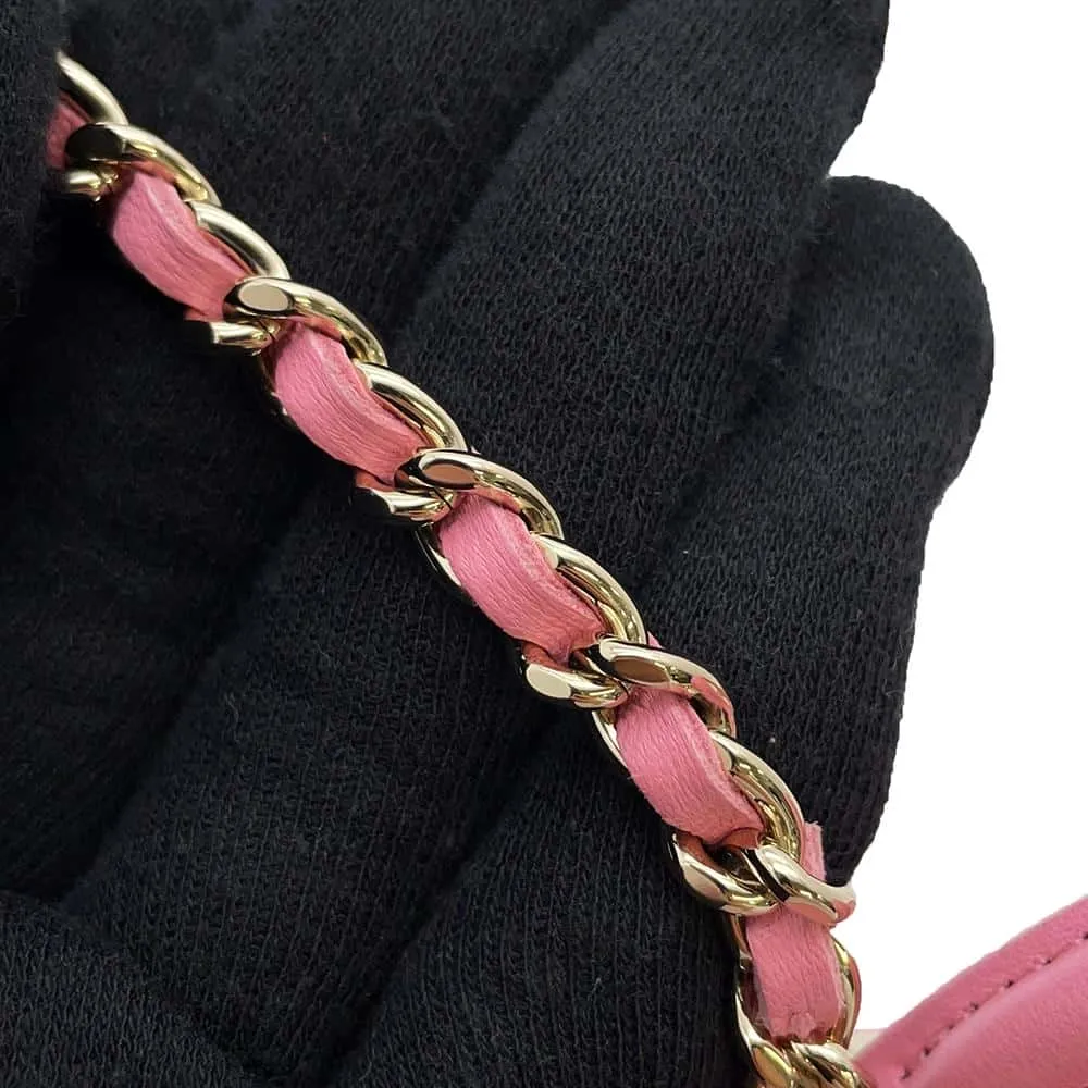 CHANEL Matelasse ChainShoulder Bag Pink AP2682 Lambskin Size 11