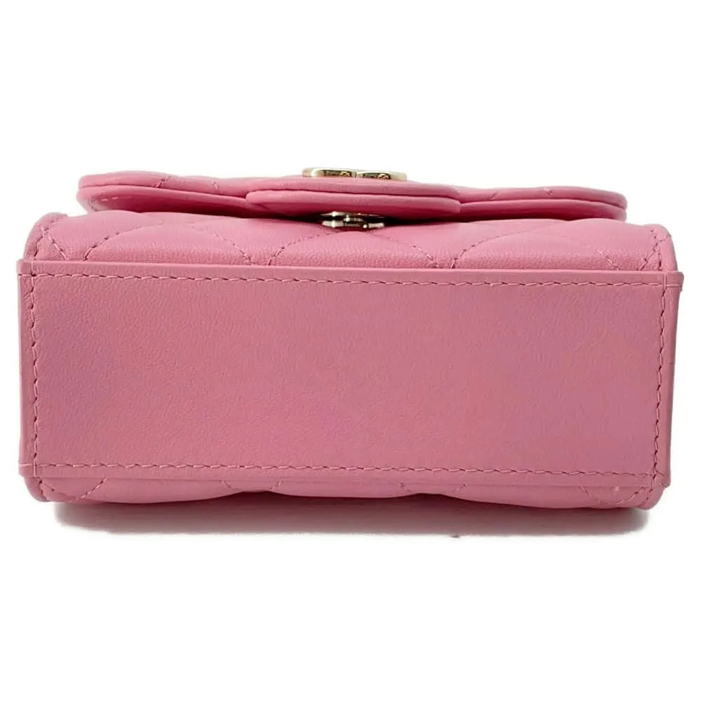 CHANEL Matelasse ChainShoulder Bag Pink AP2682 Lambskin Size 11