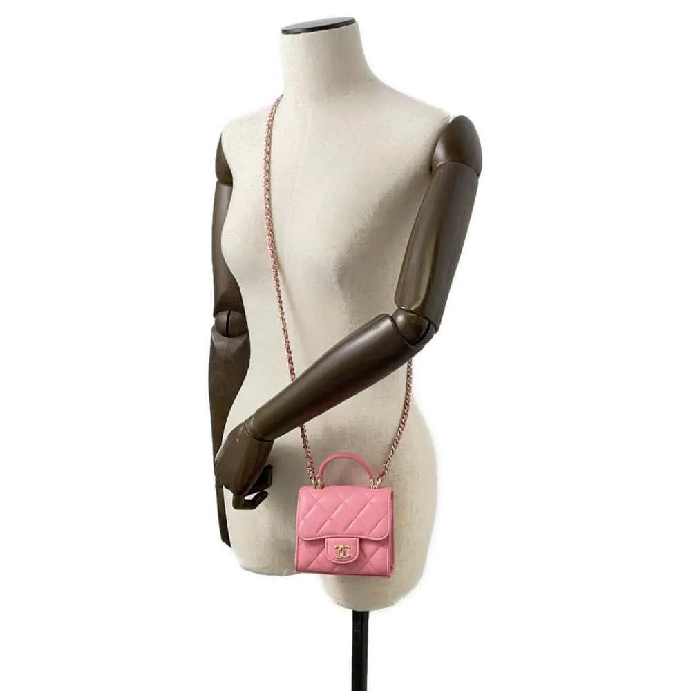CHANEL Matelasse ChainShoulder Bag Pink AP2682 Lambskin Size 11