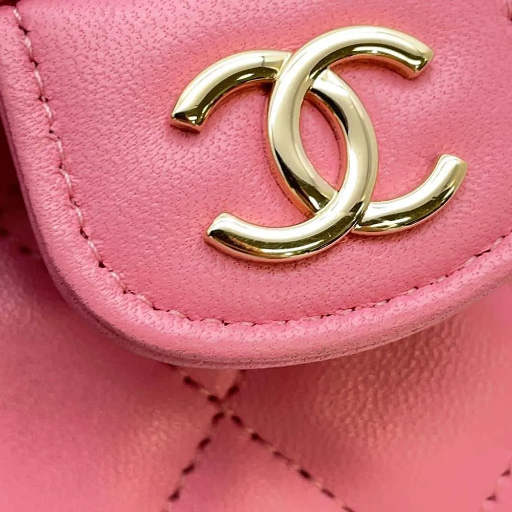 CHANEL Matelasse ChainShoulder Bag Pink AP2682 Lambskin Size 11