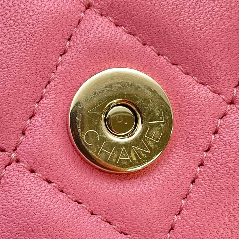 CHANEL Matelasse ChainShoulder Bag Pink AP2682 Lambskin Size 11