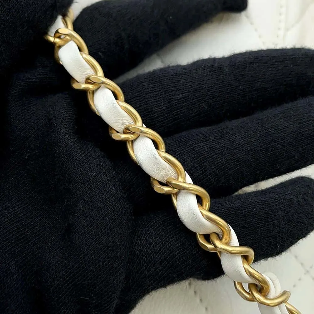 CHANEL Matelasse Hobo ChainShoulder Bag White AS2542 Calf Leather