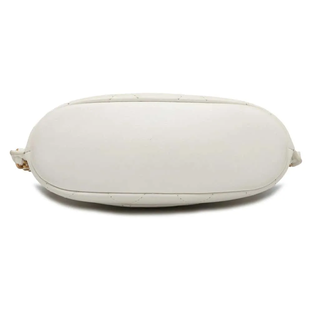 CHANEL Matelasse Hobo ChainShoulder Bag White AS2542 Calf Leather