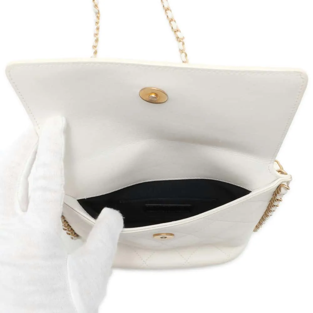 CHANEL Matelasse Hobo ChainShoulder Bag White AS2542 Calf Leather