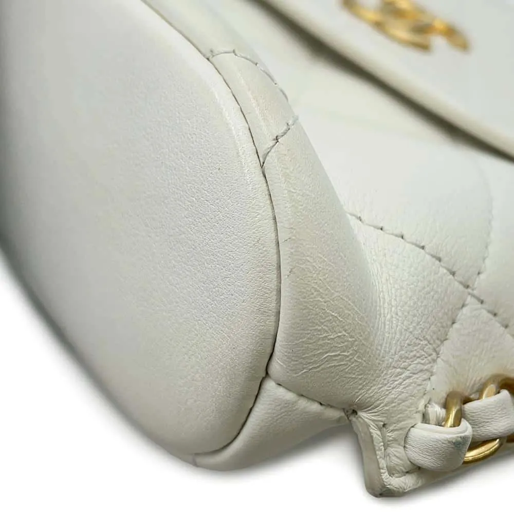 CHANEL Matelasse Hobo ChainShoulder Bag White AS2542 Calf Leather