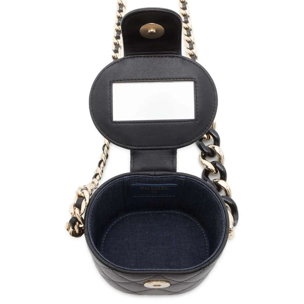 CHANEL Matelasse Mini Vanity ChainShoulder Bag Black AP2428 Lambskin Denim Size Mini