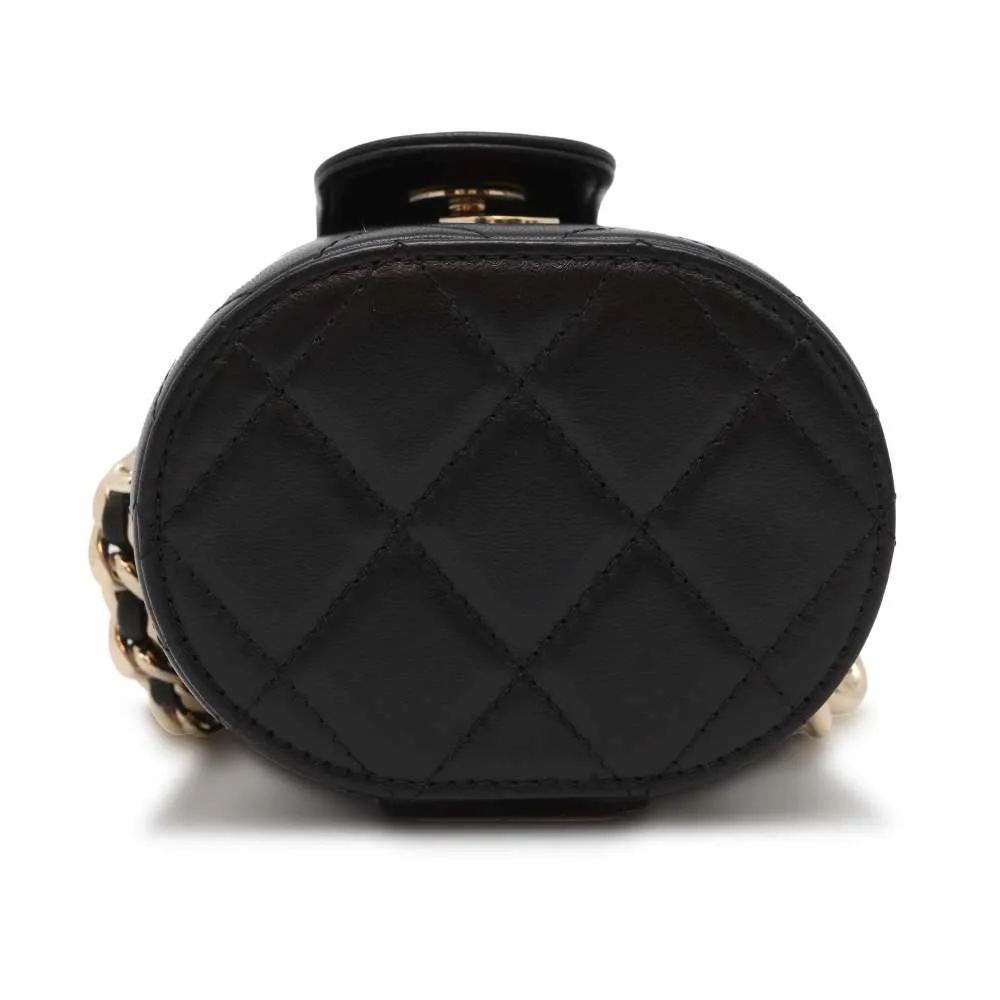 CHANEL Matelasse Mini Vanity ChainShoulder Bag Black AP2428 Lambskin Denim Size Mini