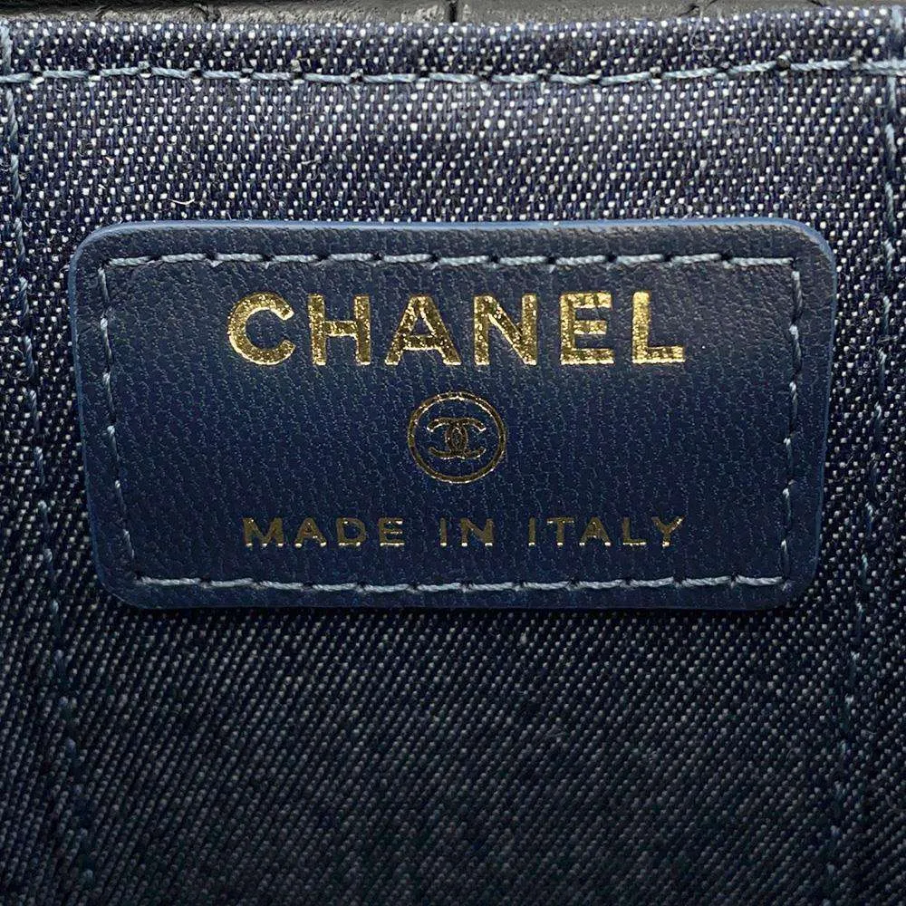 CHANEL Matelasse Mini Vanity ChainShoulder Bag Black AP2428 Lambskin Denim Size Mini