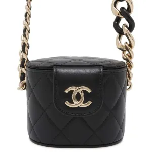 CHANEL Matelasse Mini Vanity ChainShoulder Bag Black AP2428 Lambskin Denim Size Mini