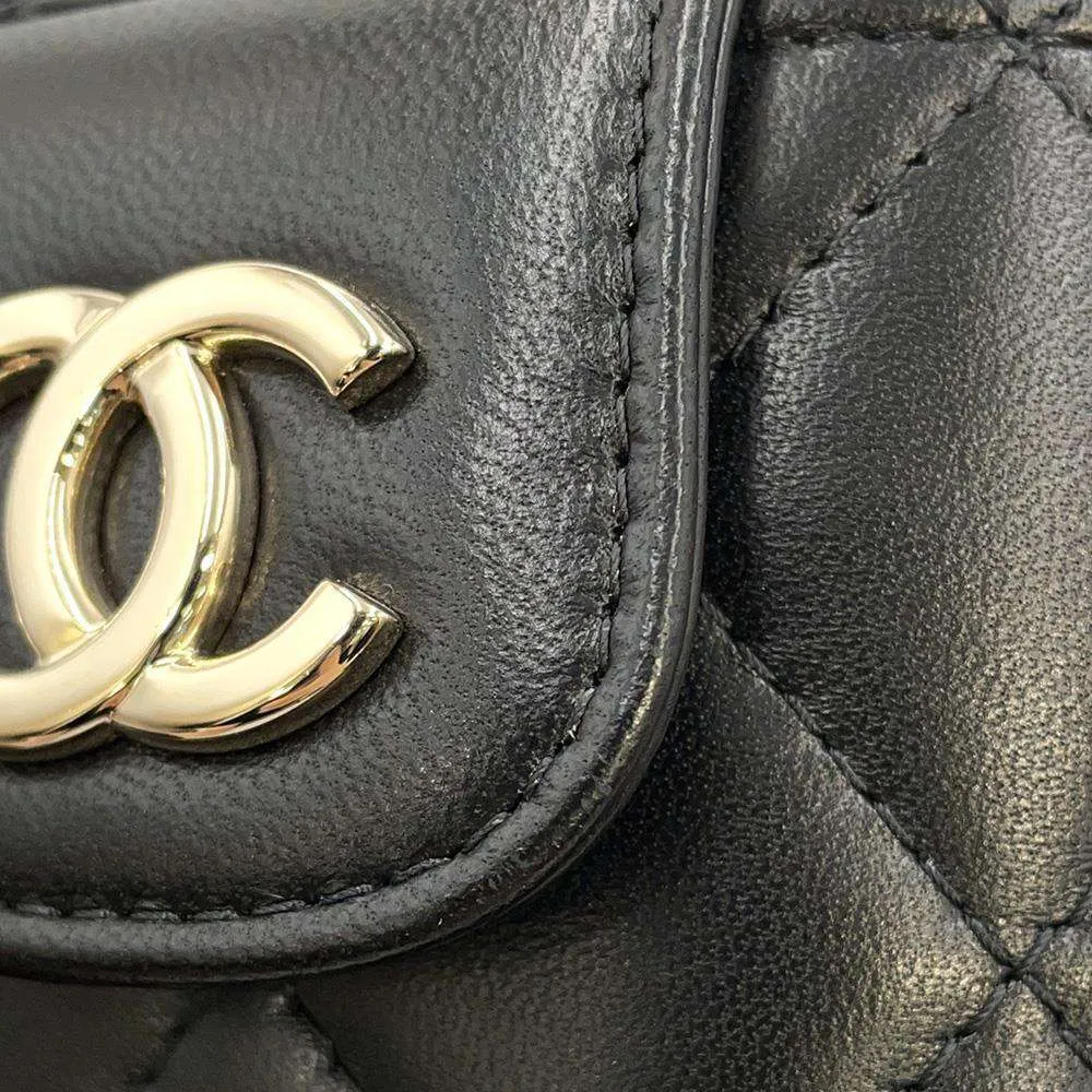 CHANEL Matelasse Mini Vanity ChainShoulder Bag Black AP2428 Lambskin Denim Size Mini
