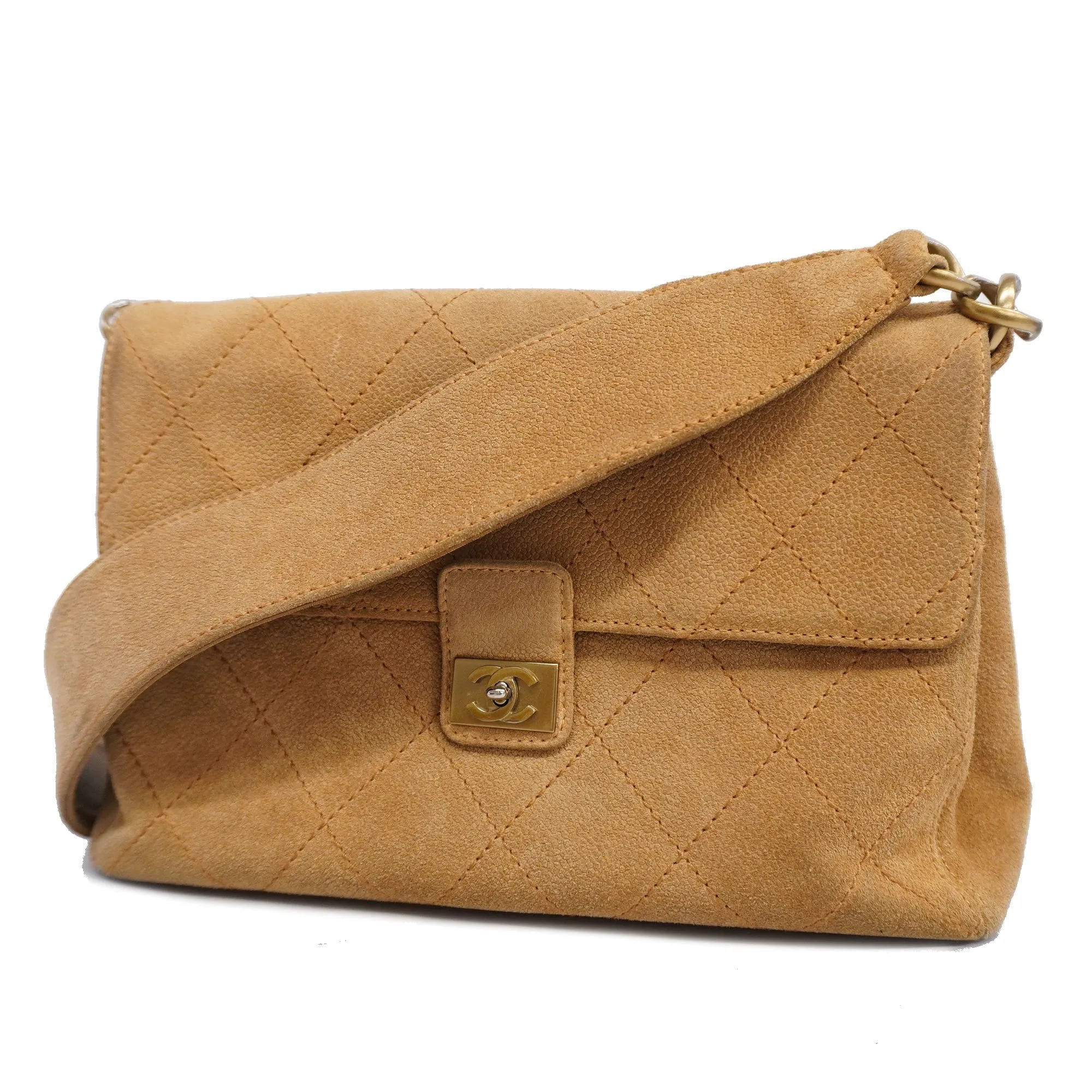CHANEL   Matelasse Shoulder Bag Women's Suede Brown