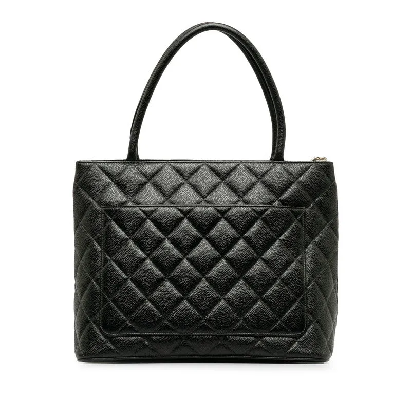 Chanel Matrases Medallion   ilver  Tooth Bag Shoulder Bag Black Caviar S Leather  CHANEL