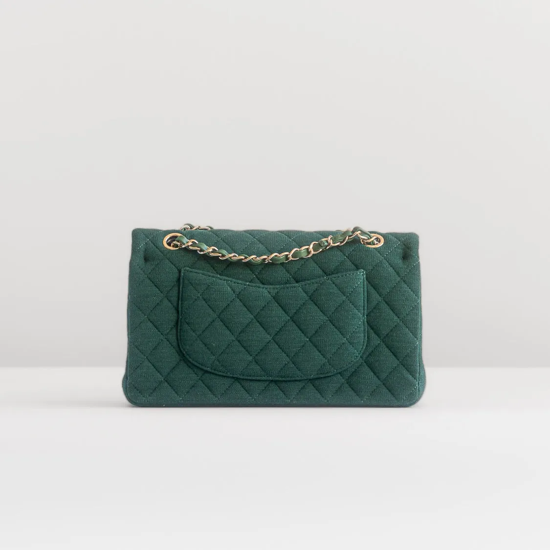 CHANEL - TIMELESS BAG MEDIUM DOUBLE FLAP GREEN QUILTED JERSEY