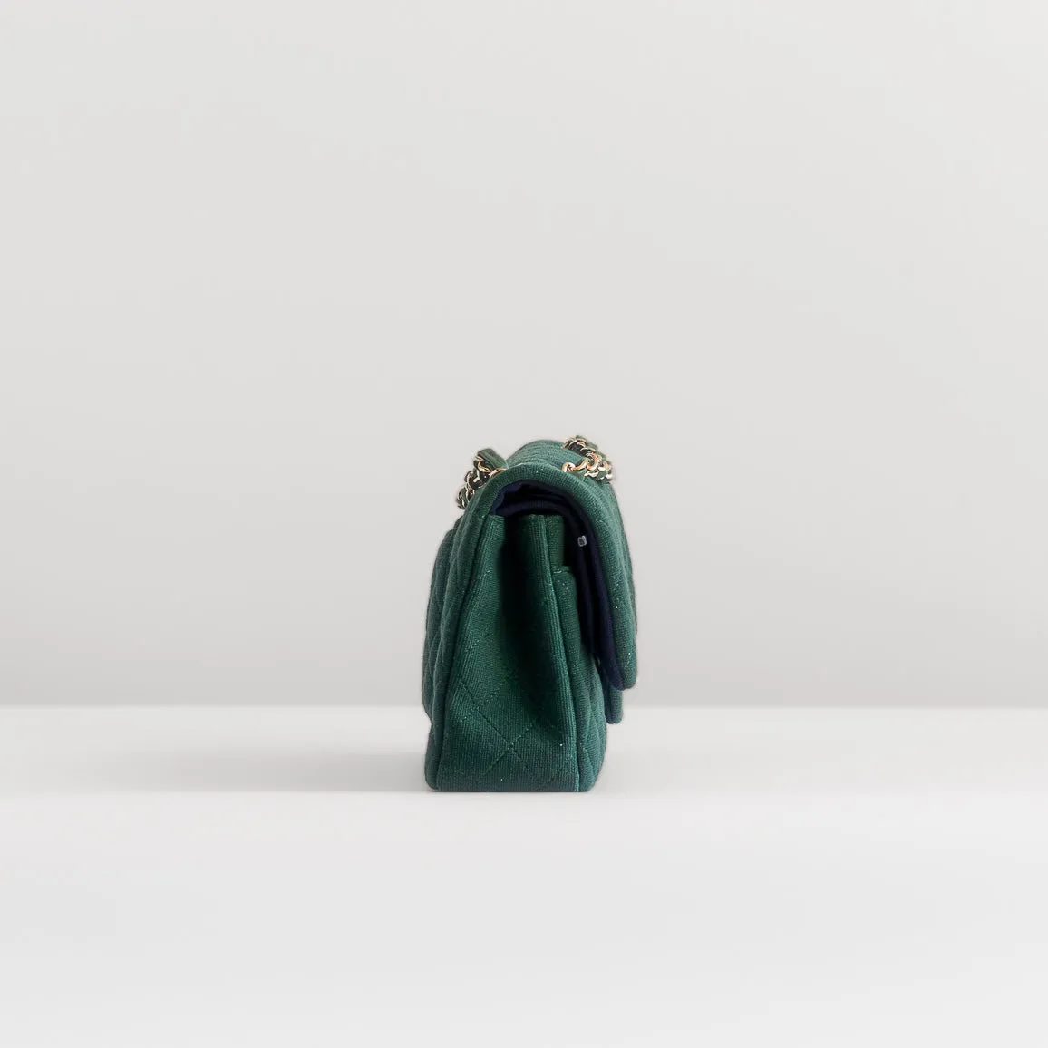 CHANEL - TIMELESS BAG MEDIUM DOUBLE FLAP GREEN QUILTED JERSEY