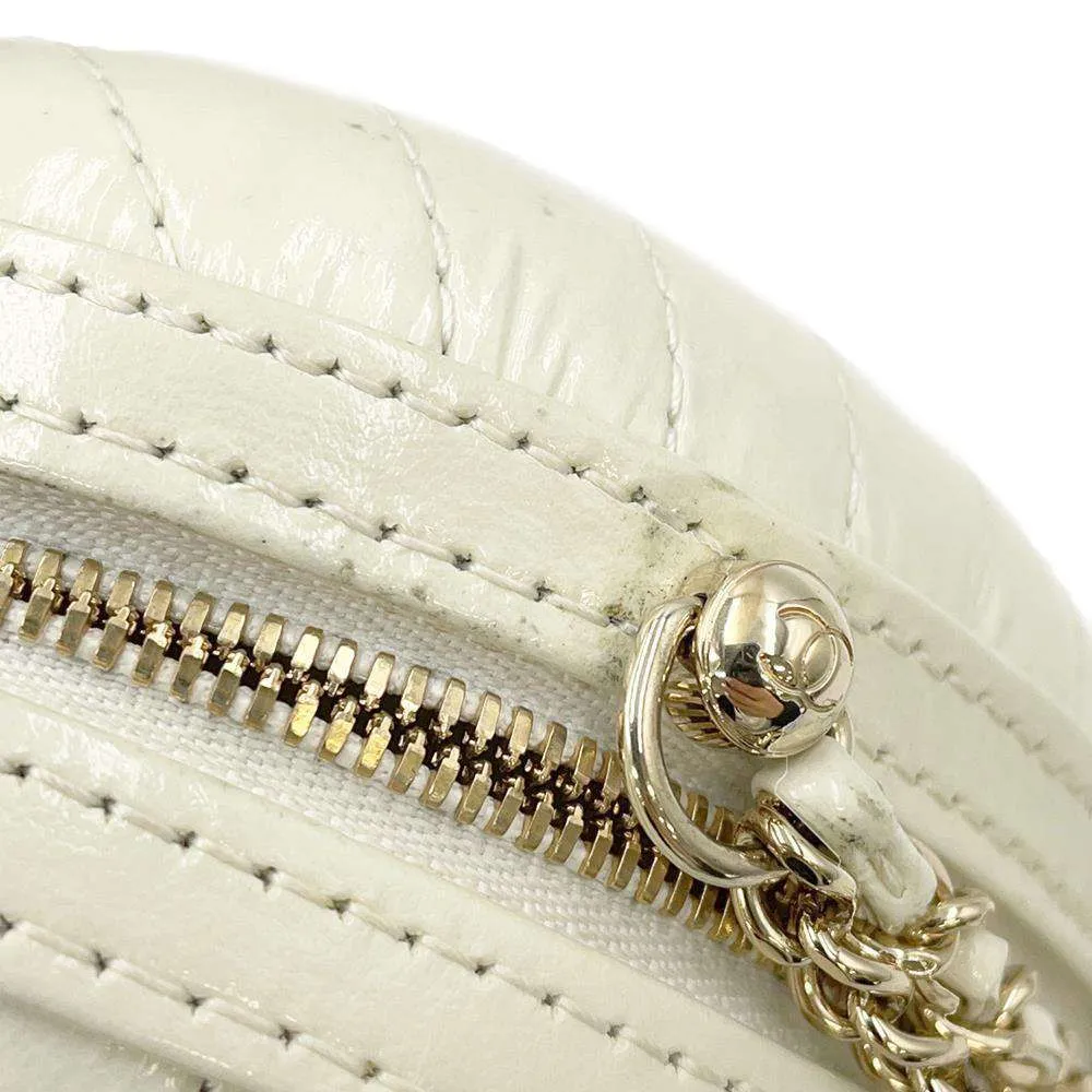 CHANEL V Stitch ChainShoulder Lapausa White Leather