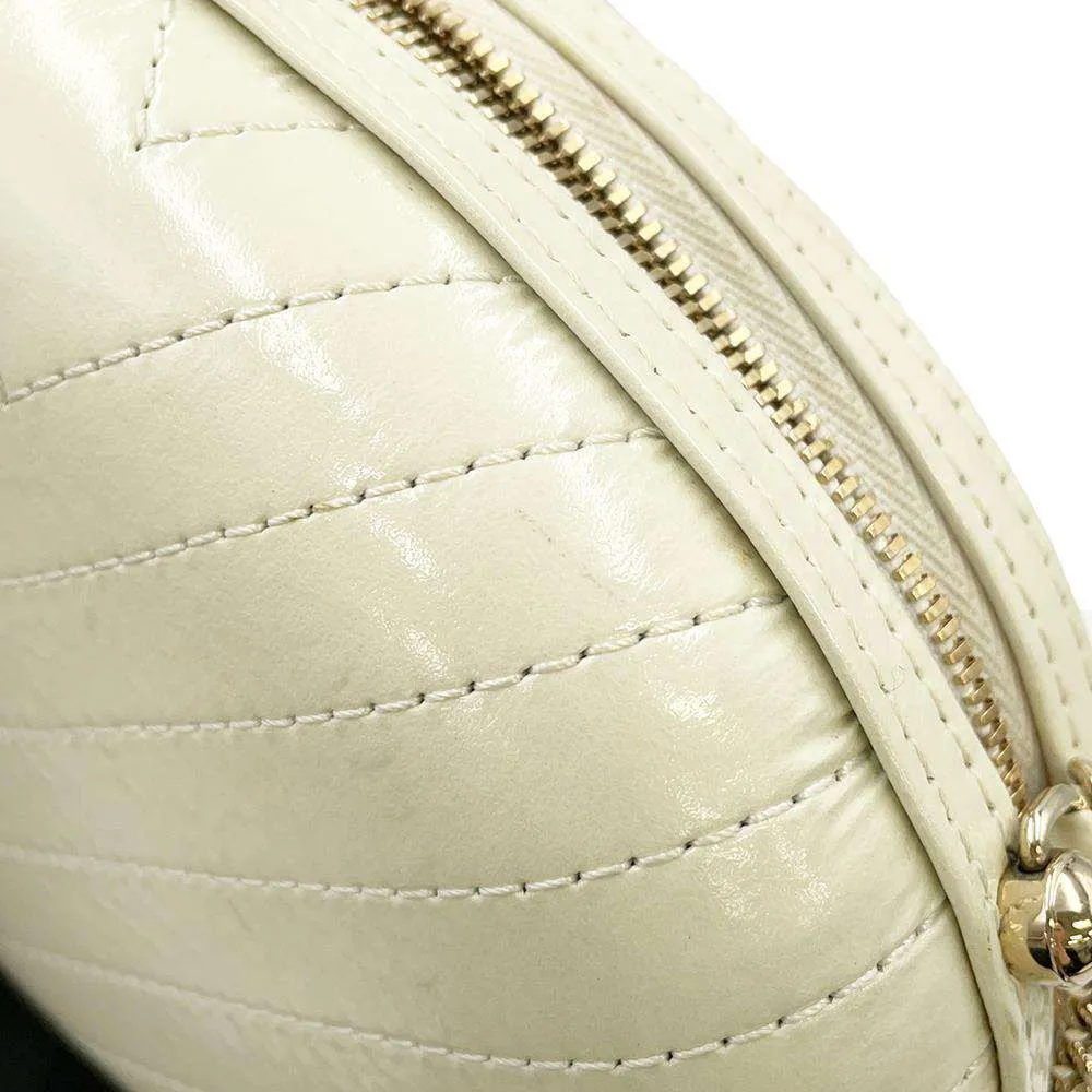 CHANEL V Stitch ChainShoulder Lapausa White Leather