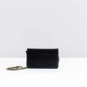 CHANEL - WALLET ON CHAIN BLACK CAVIAR LEATHER