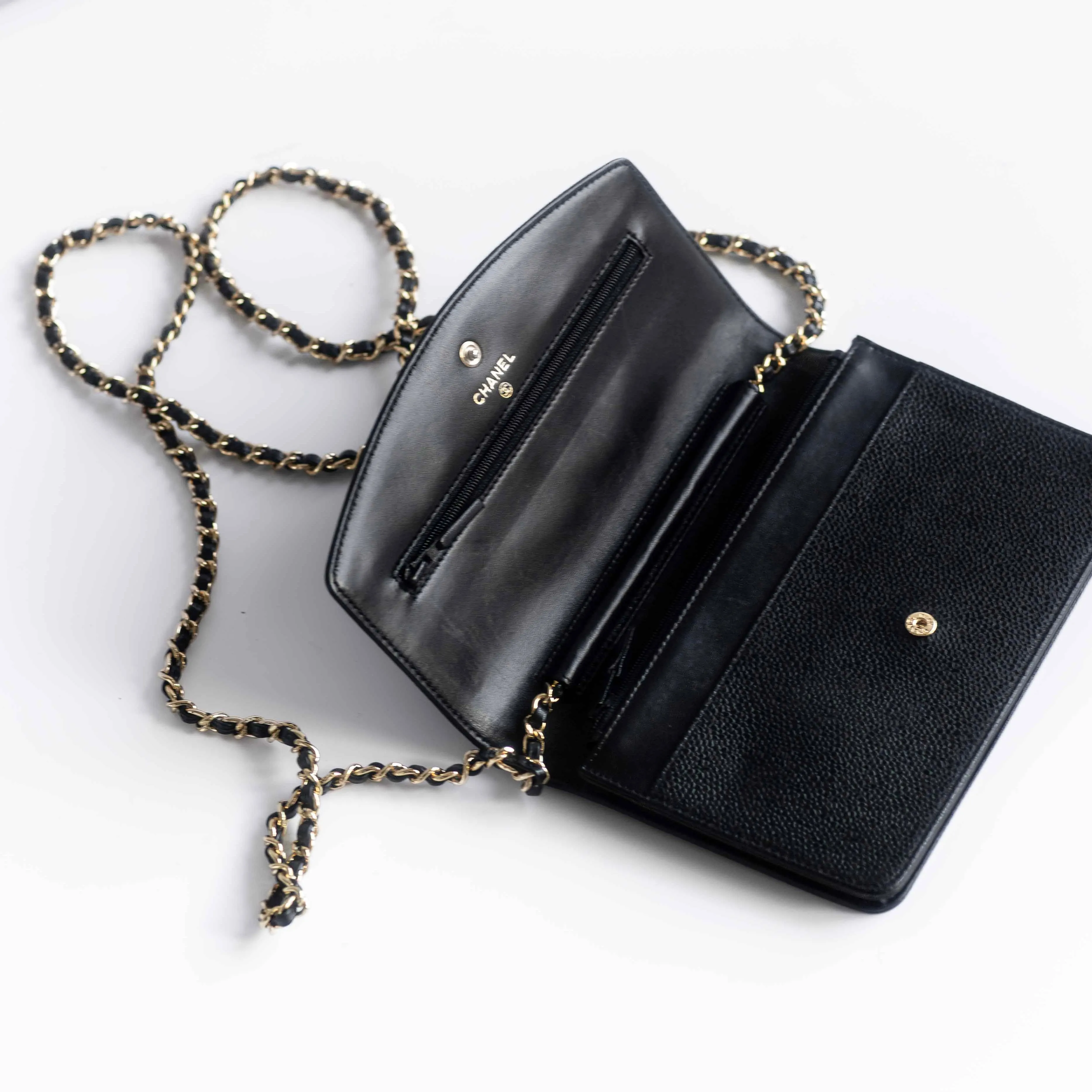 CHANEL - WALLET ON CHAIN BLACK CAVIAR LEATHER