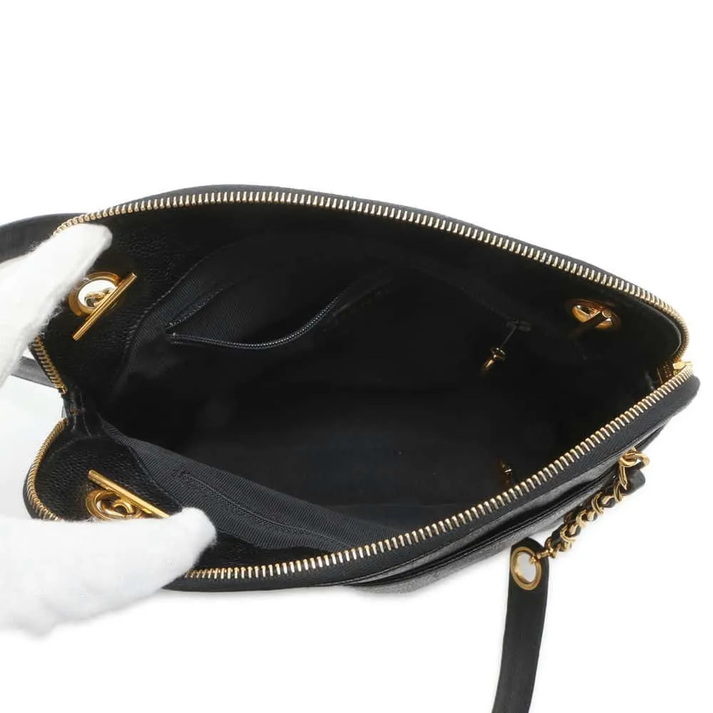CHANEL WChain One Shoulder Bag Black A08058 Caviar Leather