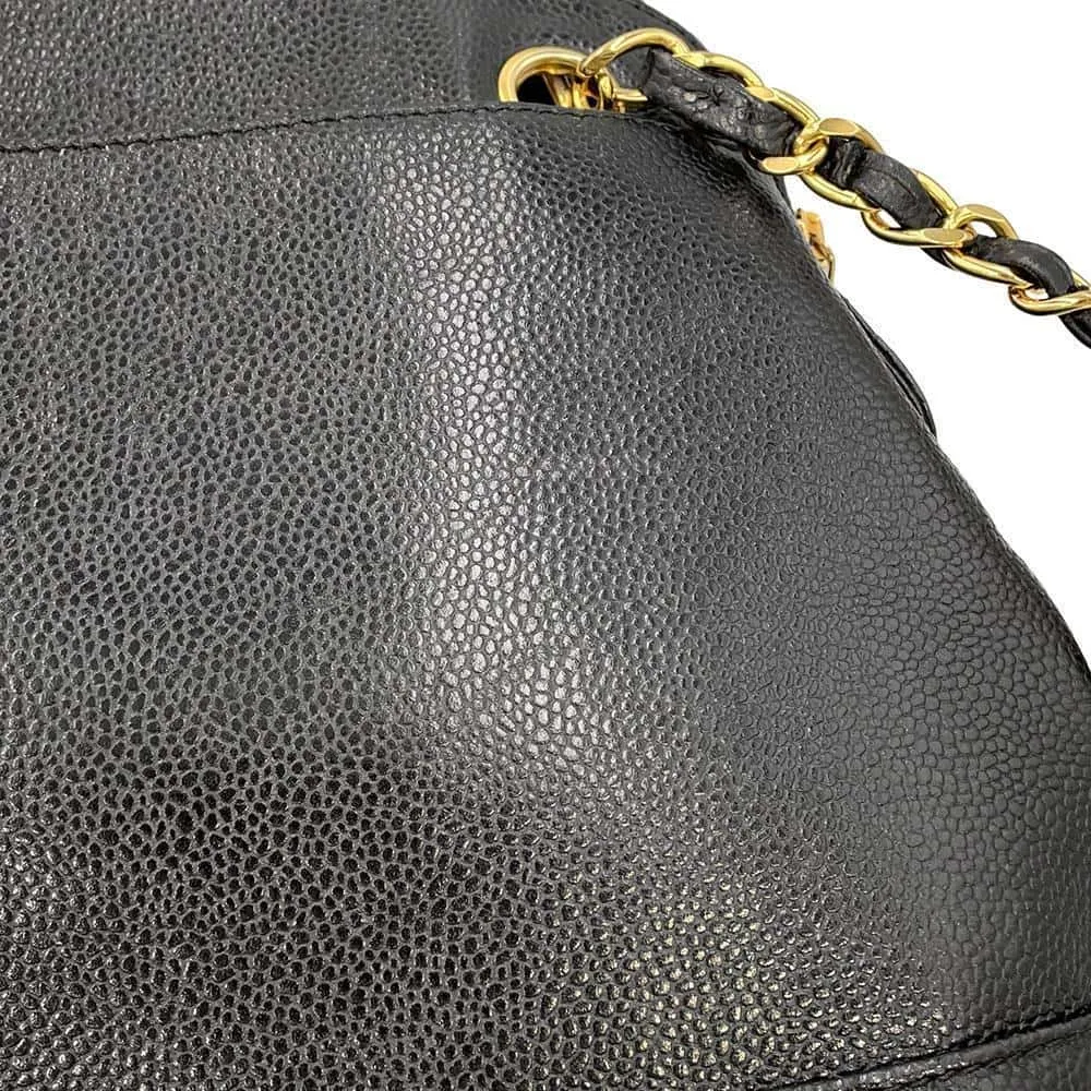 CHANEL WChain One Shoulder Bag Black A08058 Caviar Leather