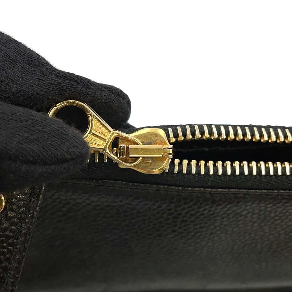 CHANEL WChain One Shoulder Bag Black A08058 Caviar Leather
