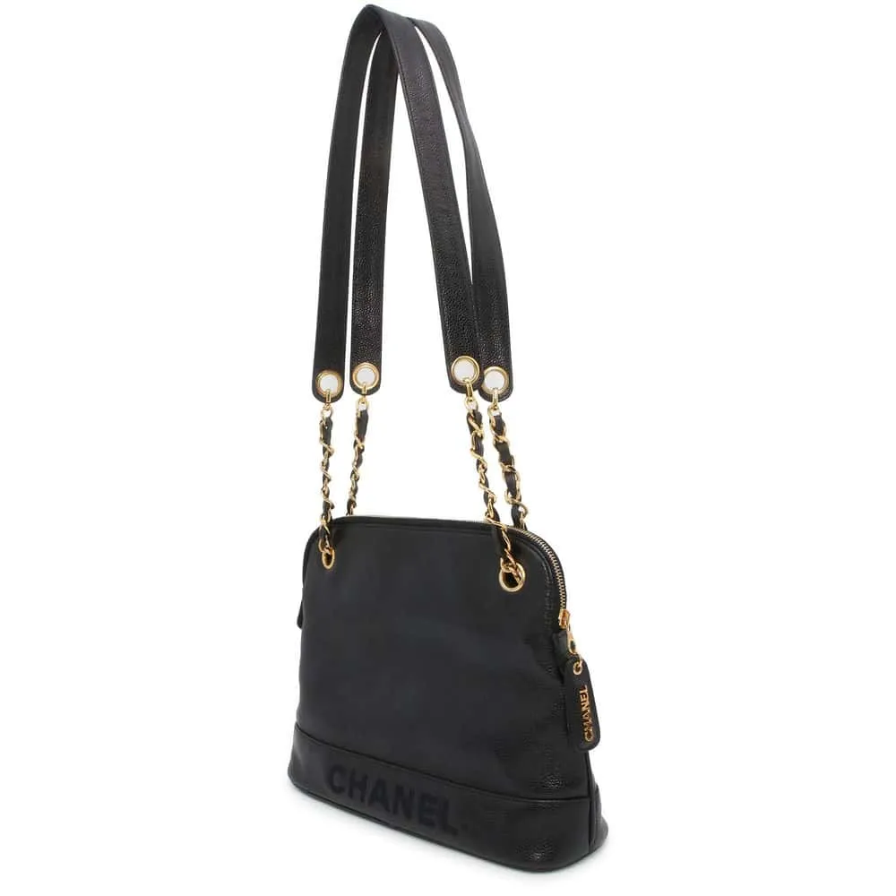 CHANEL WChain One Shoulder Bag Black A08058 Caviar Leather