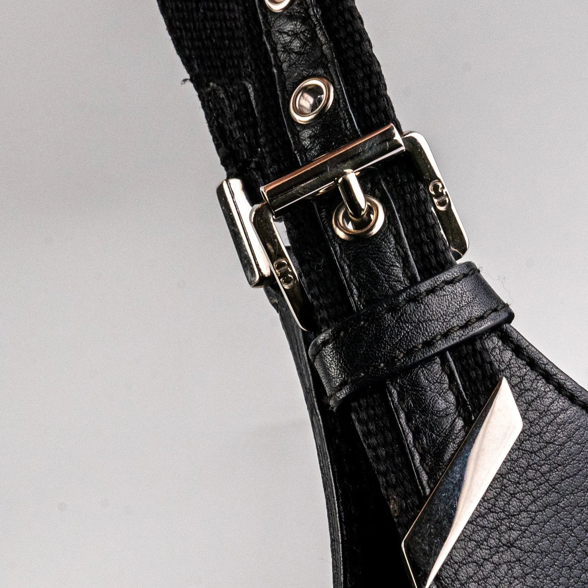 Christian Dior Canvas Shoulder Bag Black