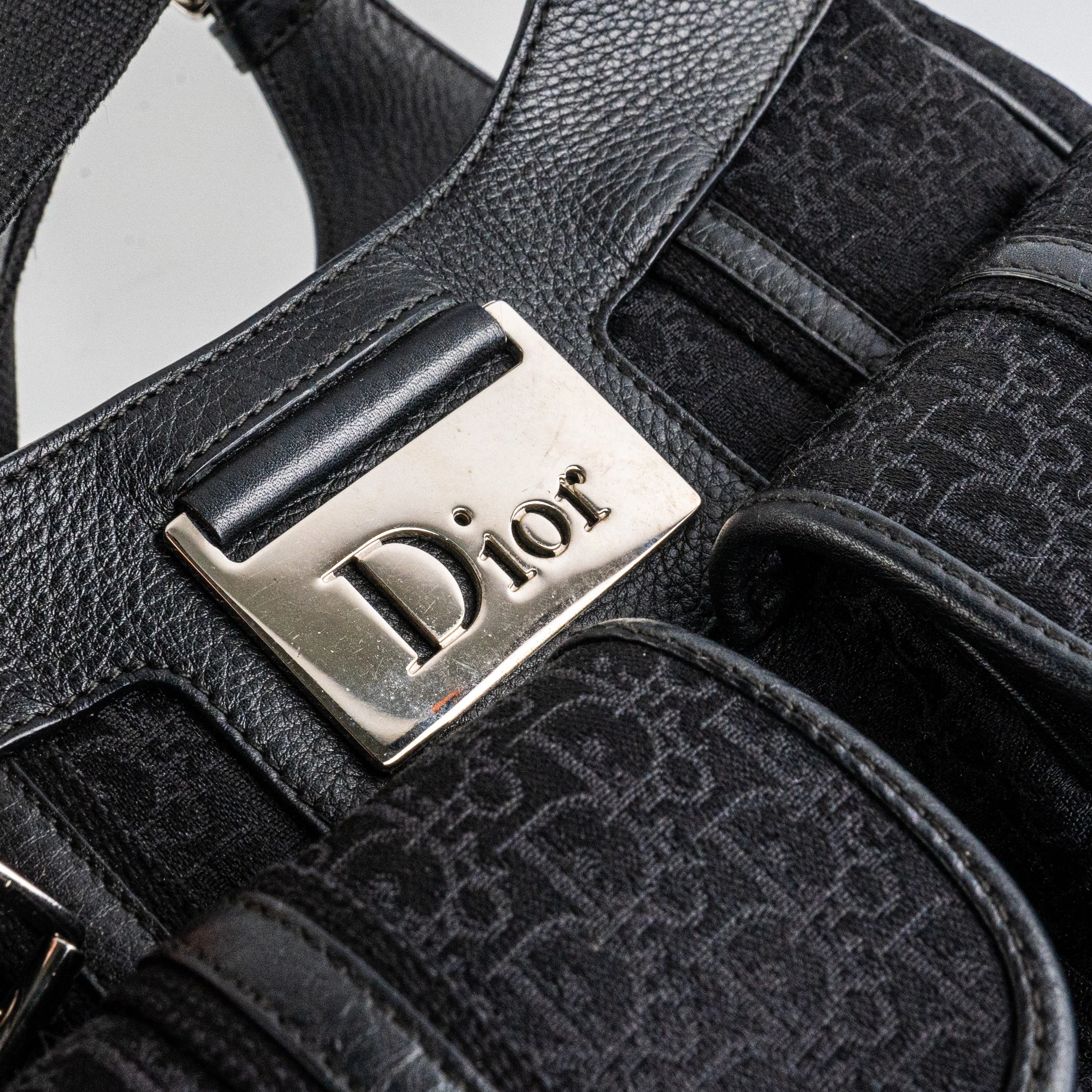 Christian Dior Canvas Shoulder Bag Black