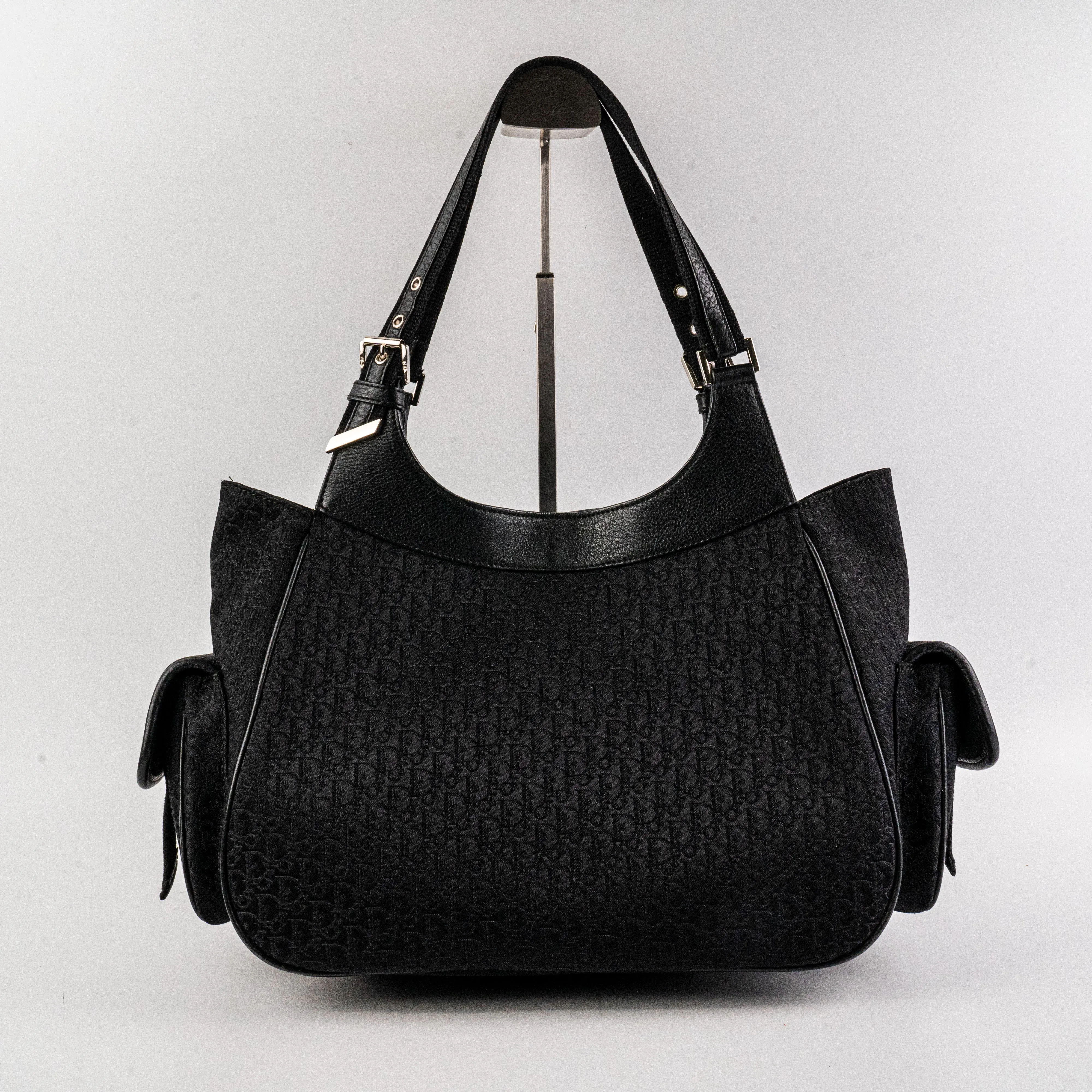 Christian Dior Canvas Shoulder Bag Black