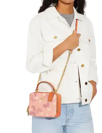 Coach Box Crossbody With Lovely Butterfly Print