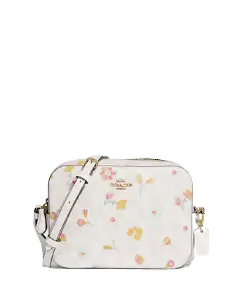 Coach Mini Camera Bag In Signature Canvas With Mystical Floral Print