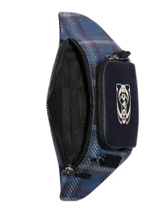 Coach Track Belt Bag With Plaid Print And Coach Stamp