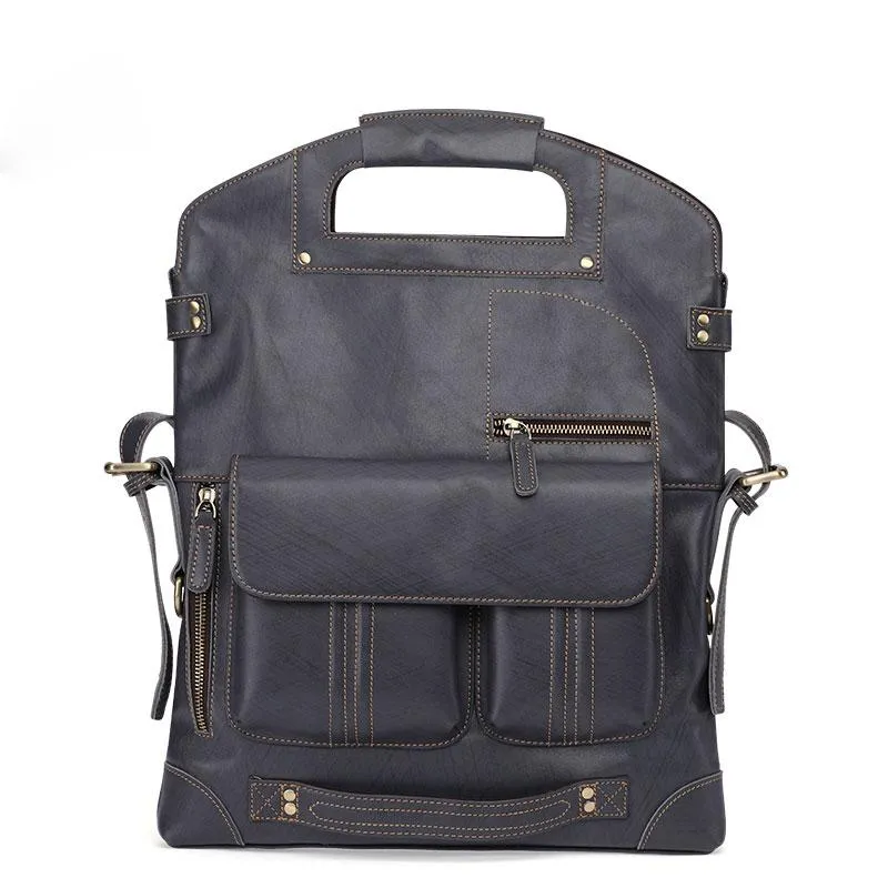 Cool 3-in-1 Brown Leather Mens Backpack Side Bag Laptop Handbag Backpack for Men