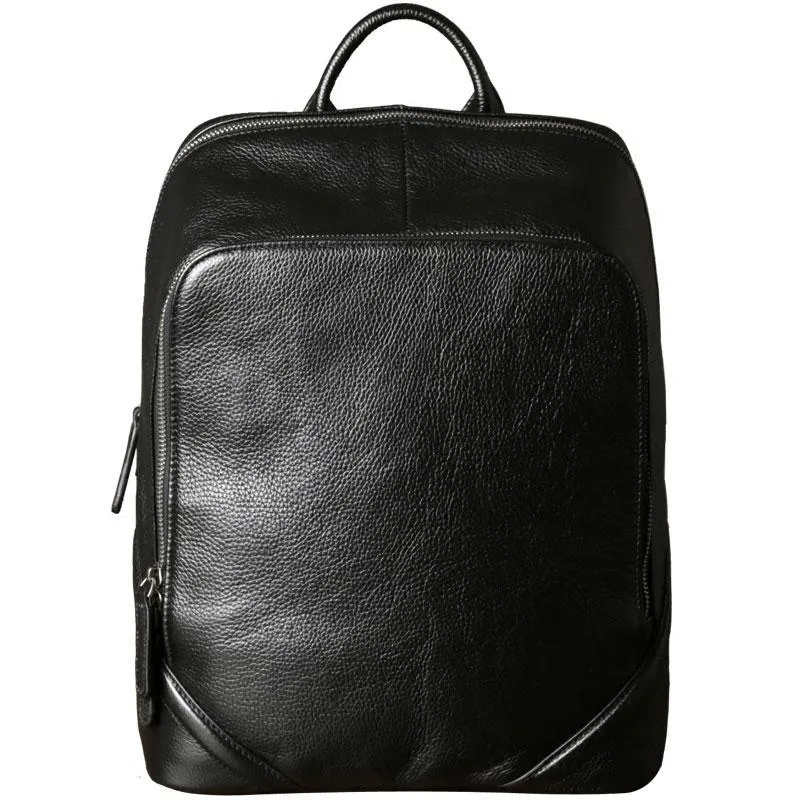 Cool Black Leather Mens Backpack Large Travel Backpack Leather Satchel Backpack for men