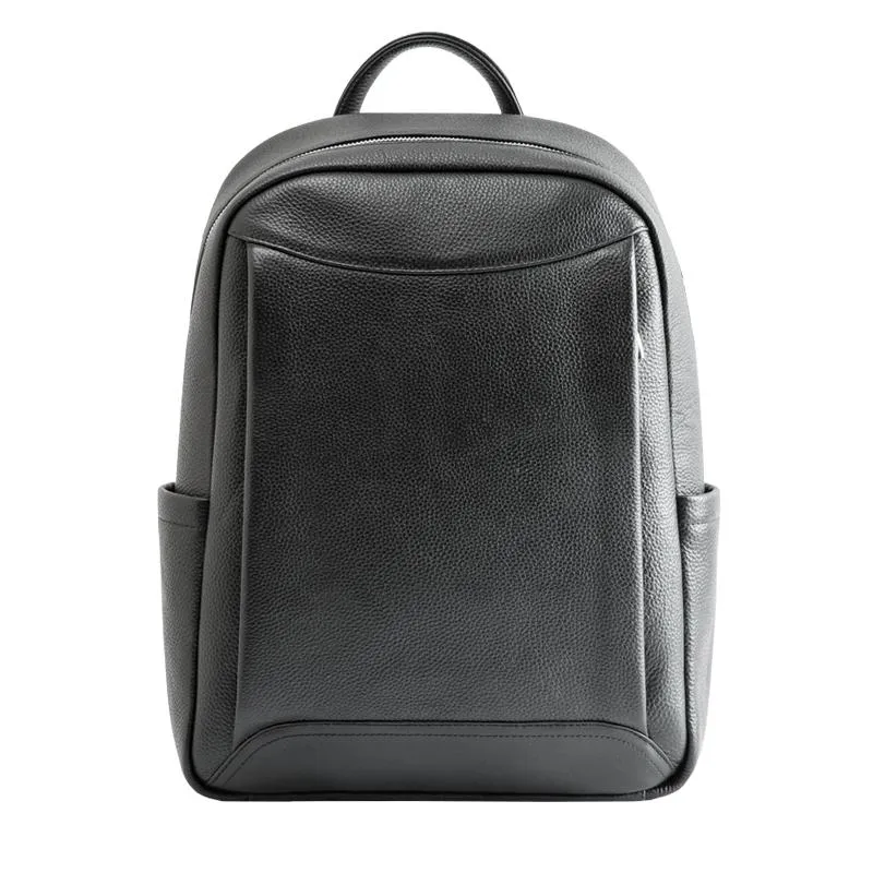 Cool Black Mens Leather Backpacks Travel Backpack 14-inch Laptop Backpack for men
