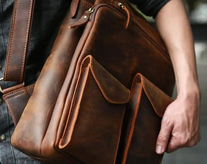 Cool Brown Leather Mens Backpack Travel Backpacks Laptop Backpack for men