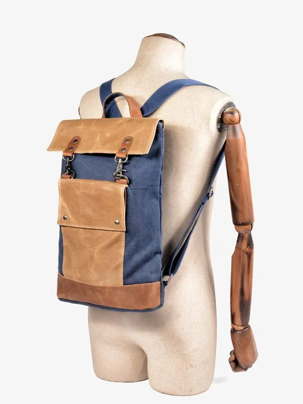 Cool Canvas Leather Mens Womens British 14'' Style College Computer Backpack Travel Backpack for Men