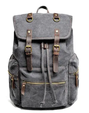 Cool Canvas Leather Mens Womens College 14'' Green Backpack Travel Backpack Computer Backpack for Men