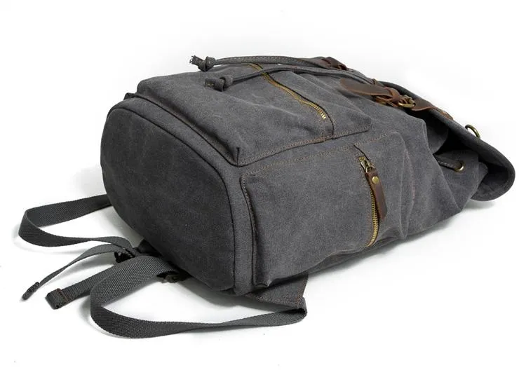Cool Canvas Leather Mens Womens College 14'' Green Backpack Travel Backpack Computer Backpack for Men