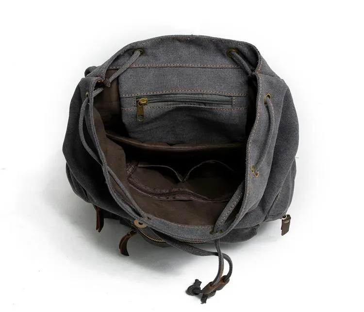 Cool Canvas Leather Mens Womens College 14'' Green Backpack Travel Backpack Computer Backpack for Men