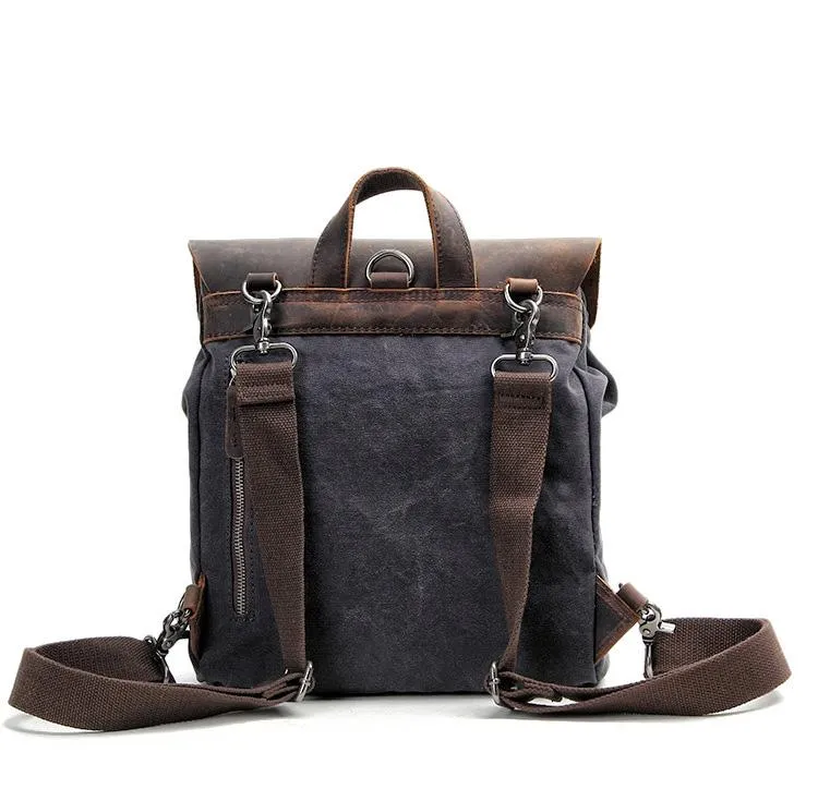 Cool Canvas Leather Mens Womens White Small College Computer Backpack Green Travel Backpack for Men