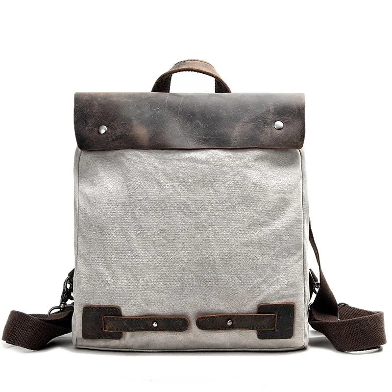Cool Canvas Leather Mens Womens White Small College Computer Backpack Green Travel Backpack for Men
