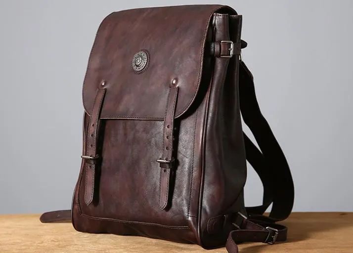 Cool Leather Mens Backpack Large Travel Backpack Hiking Backpack for Men