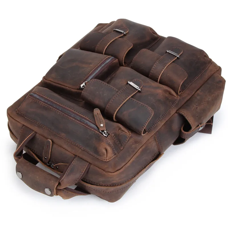Cool Leather Mens Backpack Large Vintage Large Travel Backpack for Men