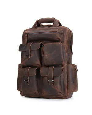 Cool Leather Mens Backpack Large Vintage Large Travel Backpack for Men
