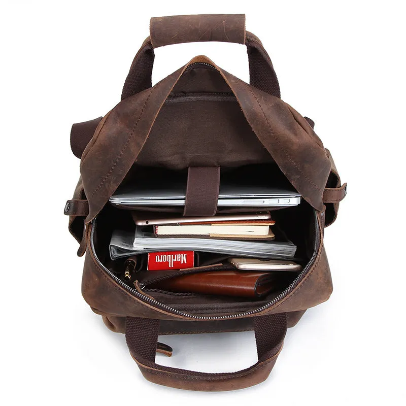 Cool Leather Mens Backpack Large Vintage Large Travel Backpack for Men